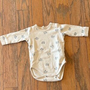 Quincy Mae Tan Bear Pattern Bodysuit